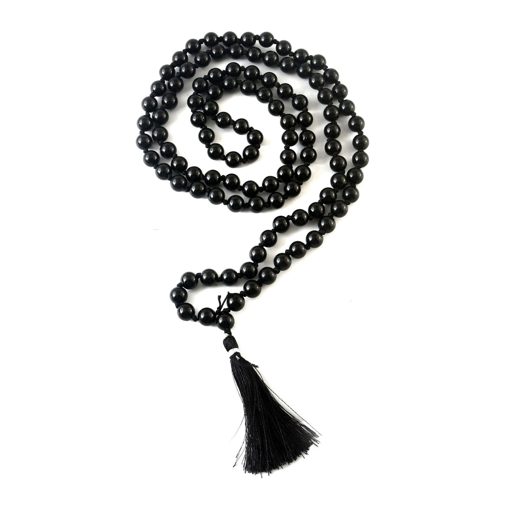 Natural Black Tourmaline 109 Beads Certified Maala Necklace