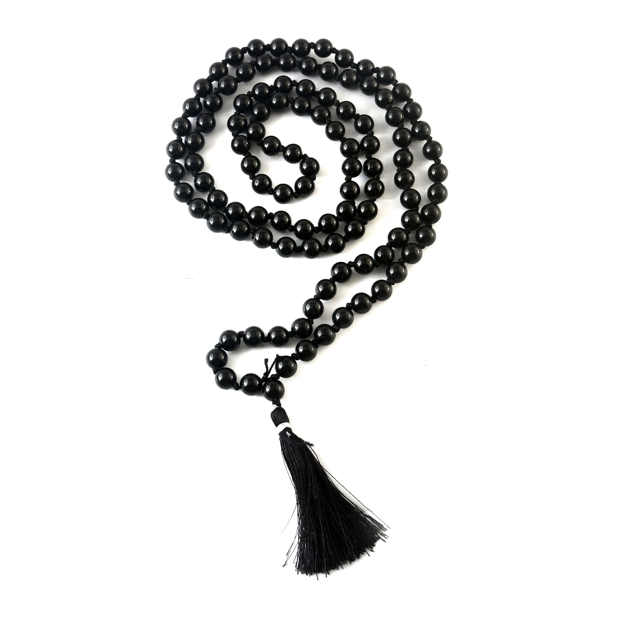 Natural Black Tourmaline 109 Beads Certified Maala Necklace