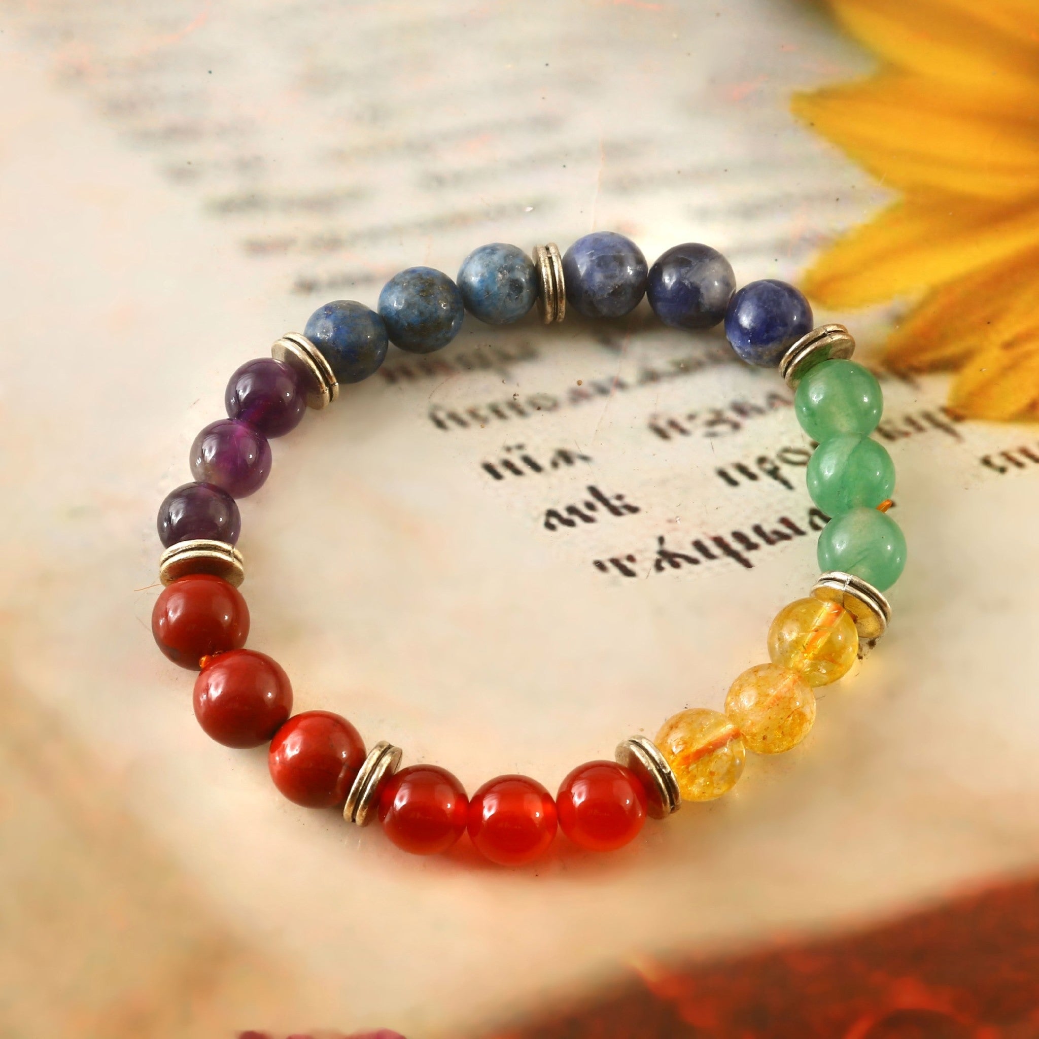 Natural 7 Chakra Adjustable Healing Crystal Energy Stone Bracelet