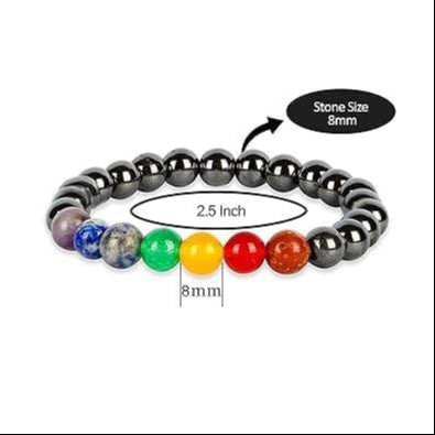 Natural 7 Chakra Hematite Adjustable Healing Crystal Bracelet