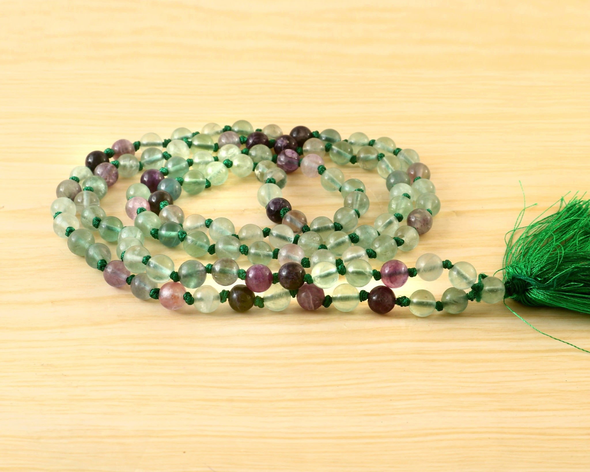 Natural Multi-Fluorite 109 Beads Certified Maala Necklace