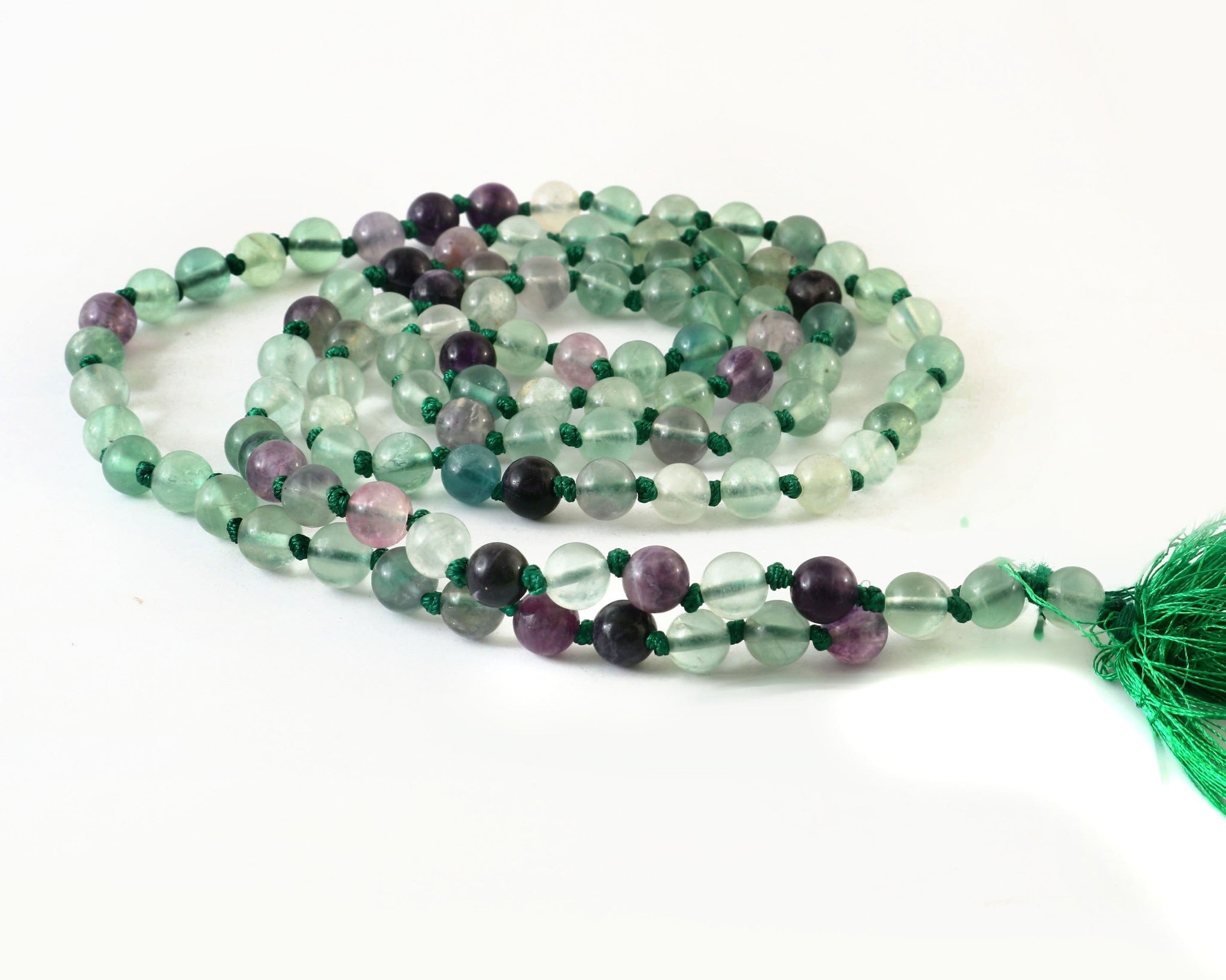 Natural Multi-Fluorite 109 Beads Certified Maala Necklace