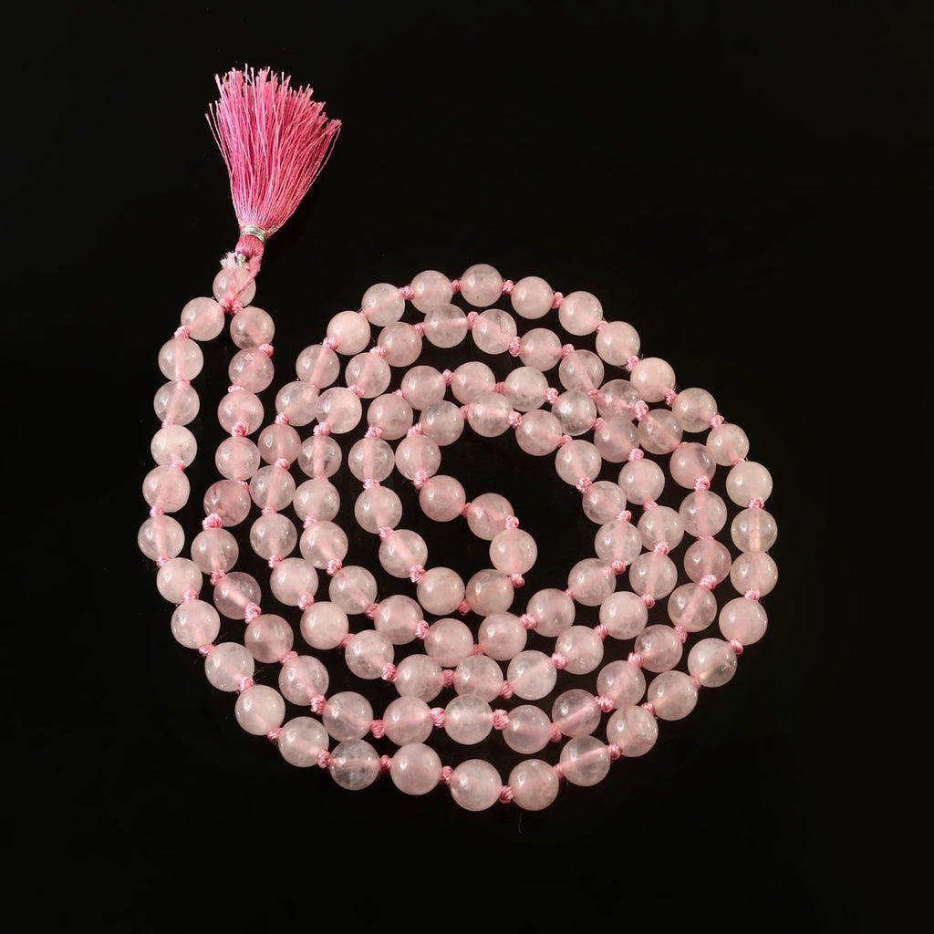 Natural Rose Quartz 109 Beads Certified Maala Necklace