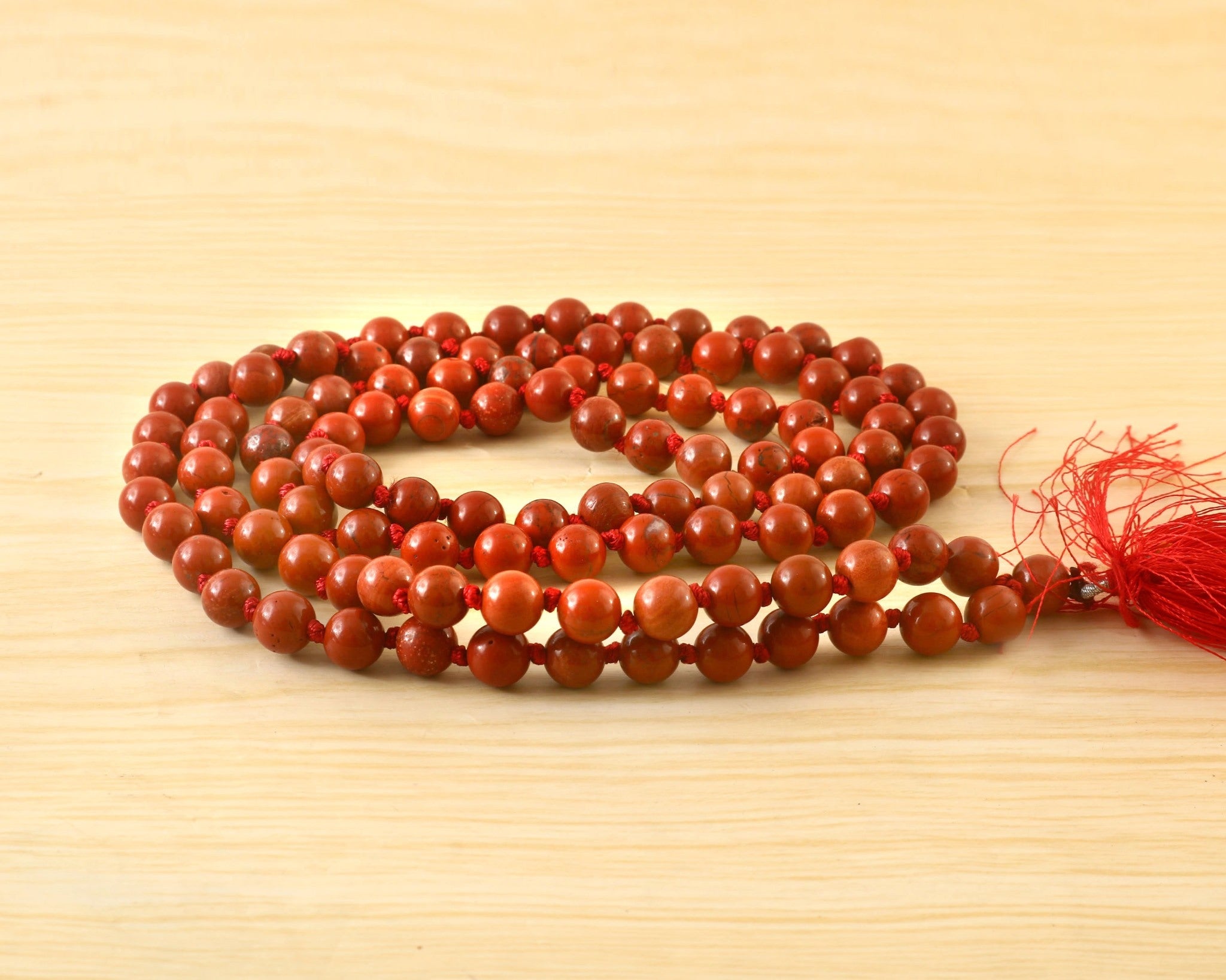 Natural Red Jasper 109 Beads Certified Maala Necklace