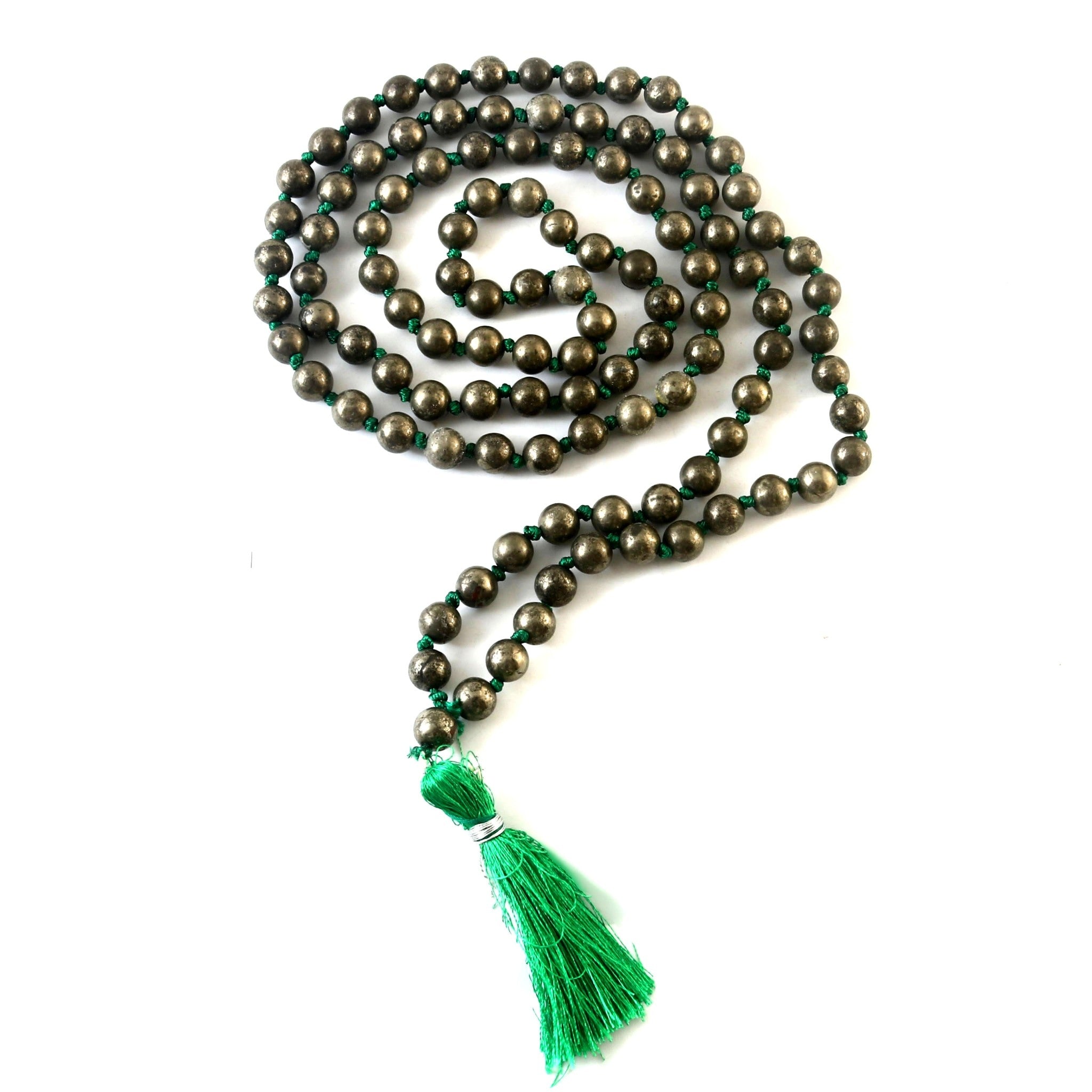 Natural Pyrite 109 Beads Certified Maala Necklace
