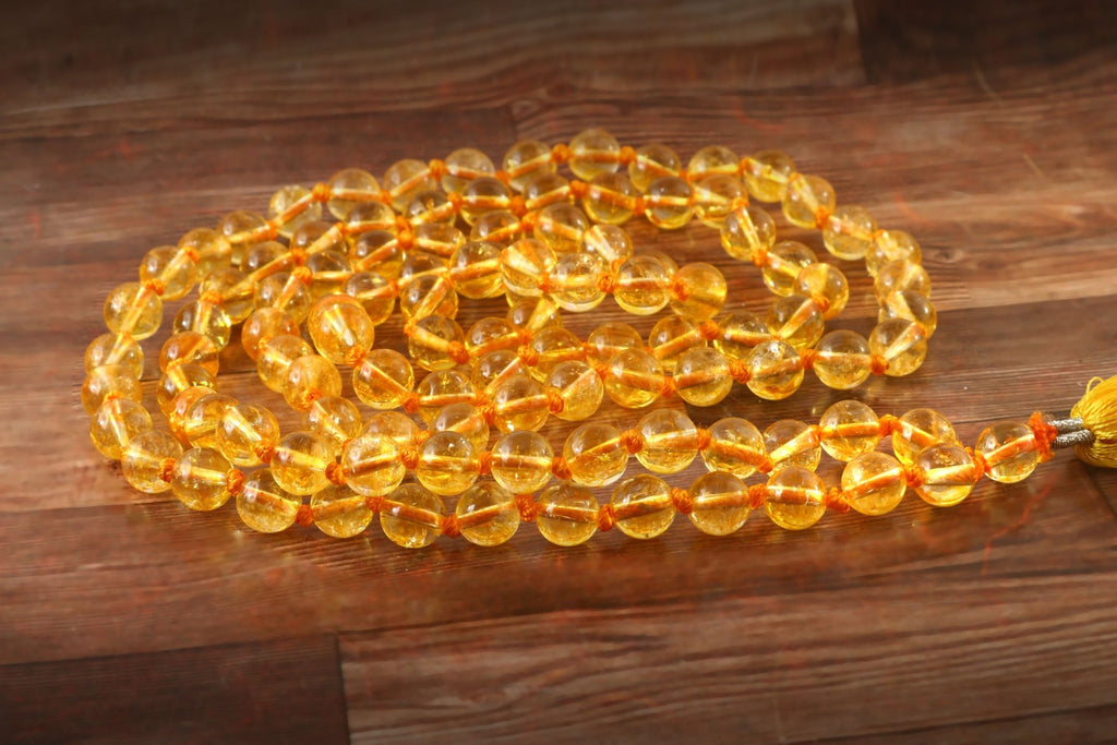Natural Citrine 109 Beads Certified Maala Necklace