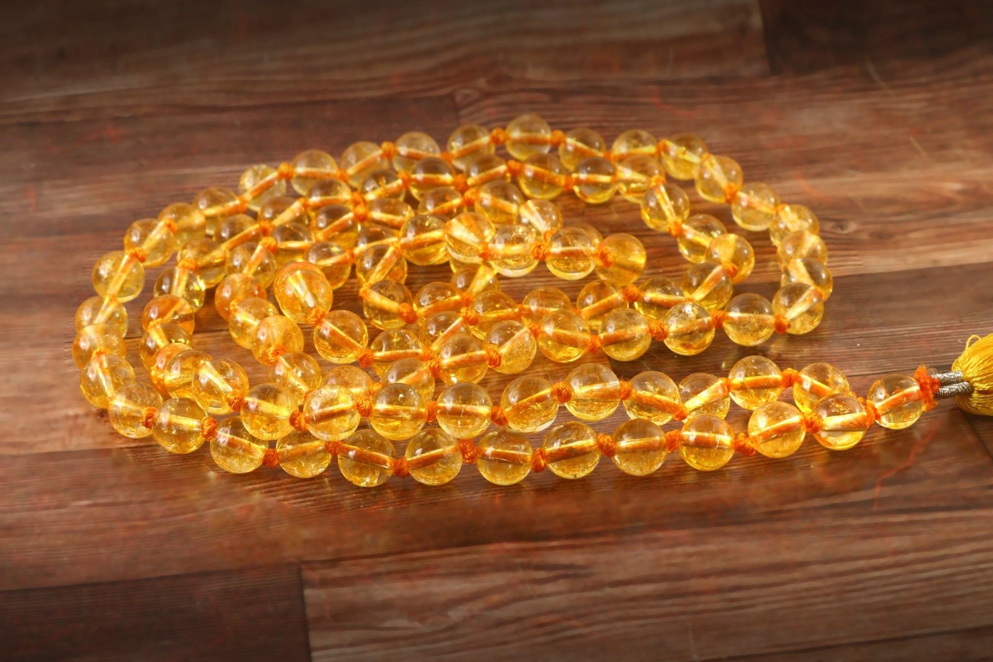 Natural Citrine 109 Beads Certified Maala Necklace