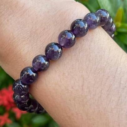 Natural Amethyst 8mm Adjustable Healing Crystal Energy Bracelet