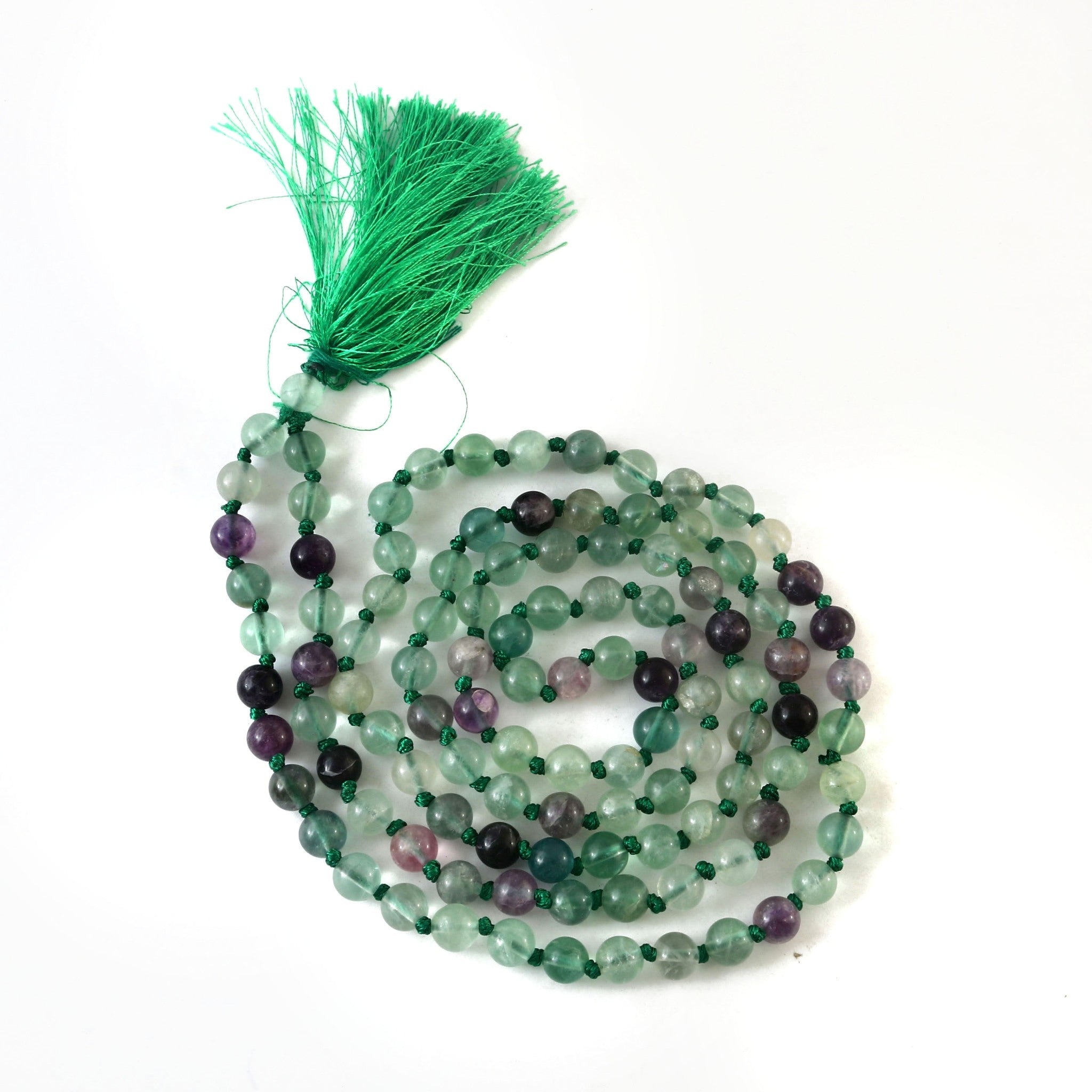 Natural Multi-Fluorite 109 Beads Certified Maala Necklace