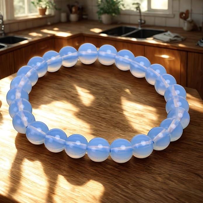 Natural Opalite 8mm Adjustable Healing Crystal Energy Bracelet