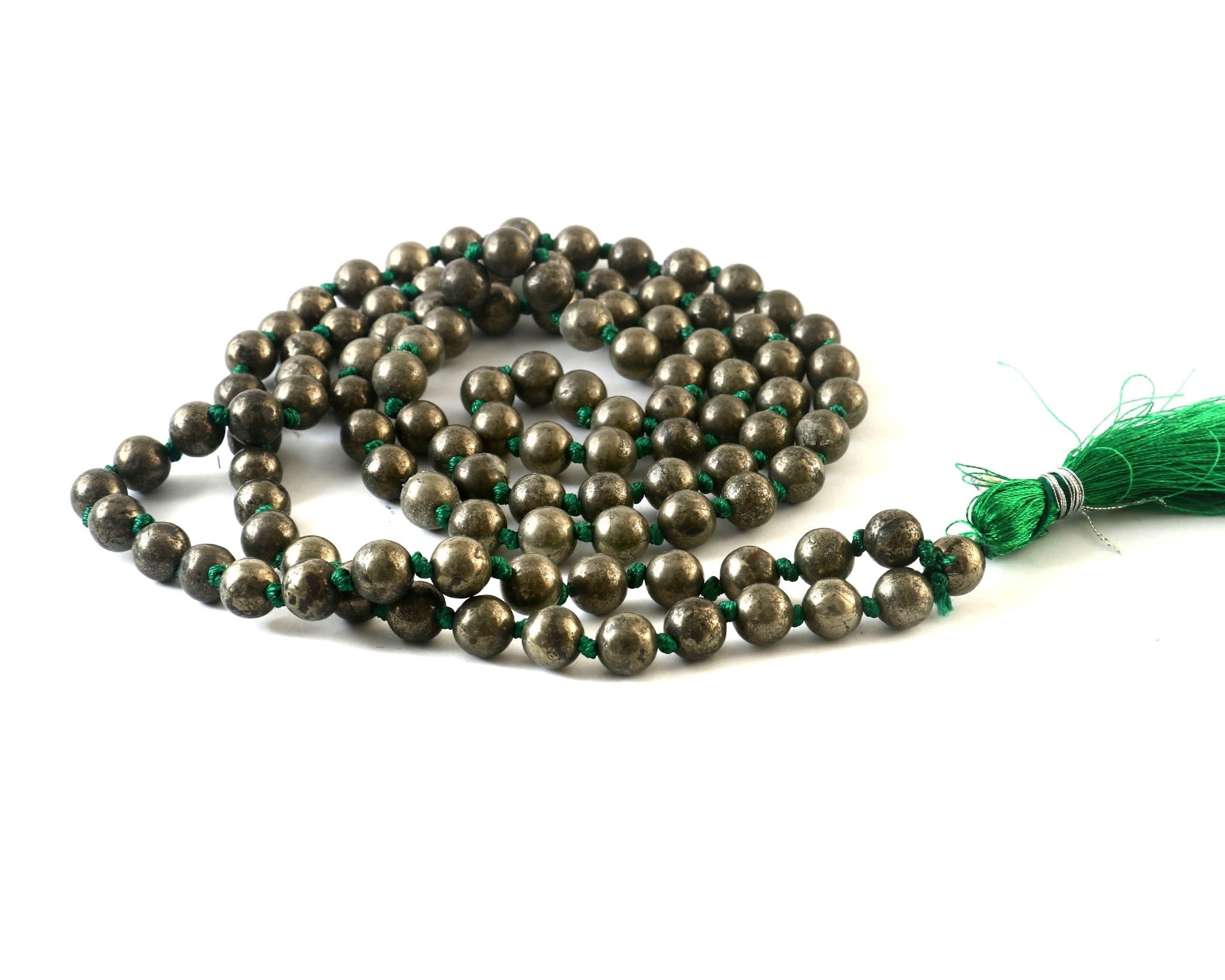 Natural Pyrite 109 Beads Certified Maala Necklace