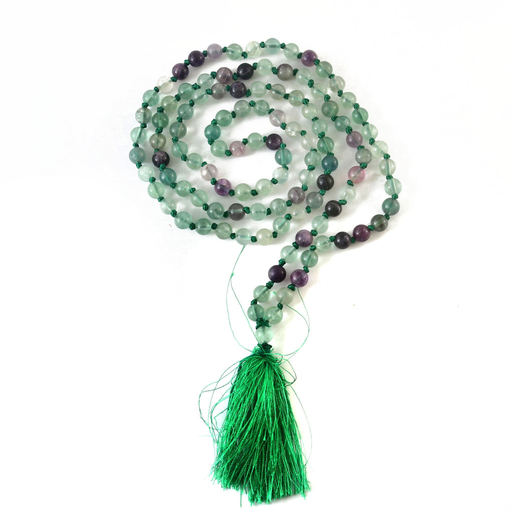 Natural Multi-Fluorite 109 Beads Certified Maala Necklace