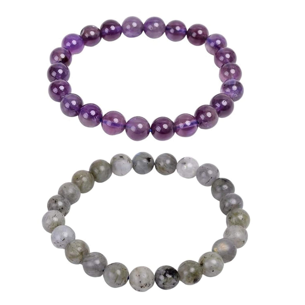 Natural Stone Beaded 8mm Adjustable Healing Crystal Bracelet Combo