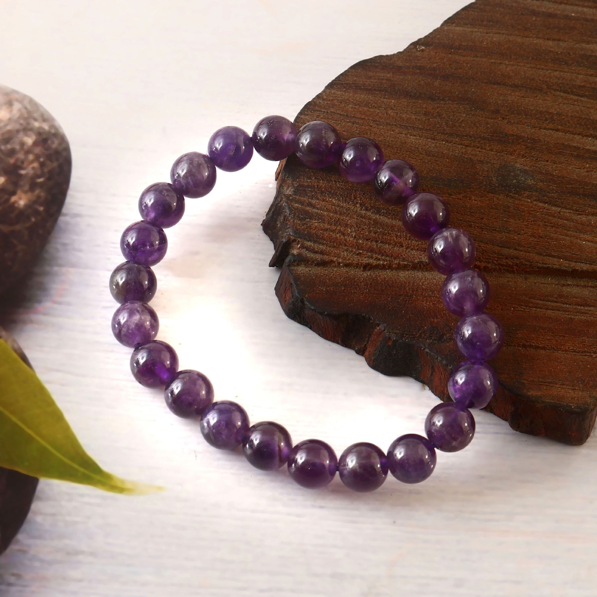 Natural Amethyst 8mm Adjustable Healing Crystal Energy Bracelet