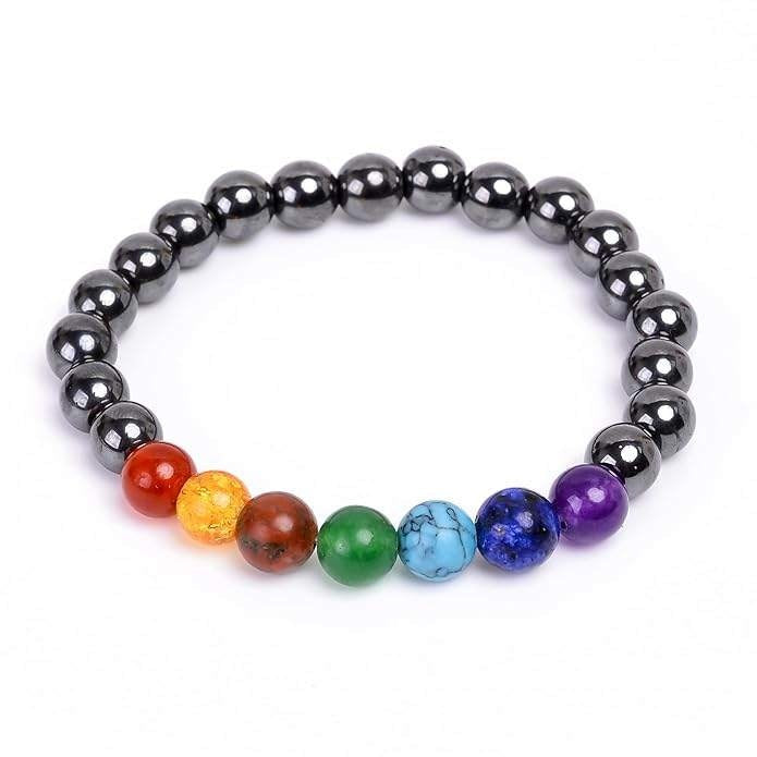 Natural 7 Chakra Hematite Adjustable Healing Crystal Bracelet