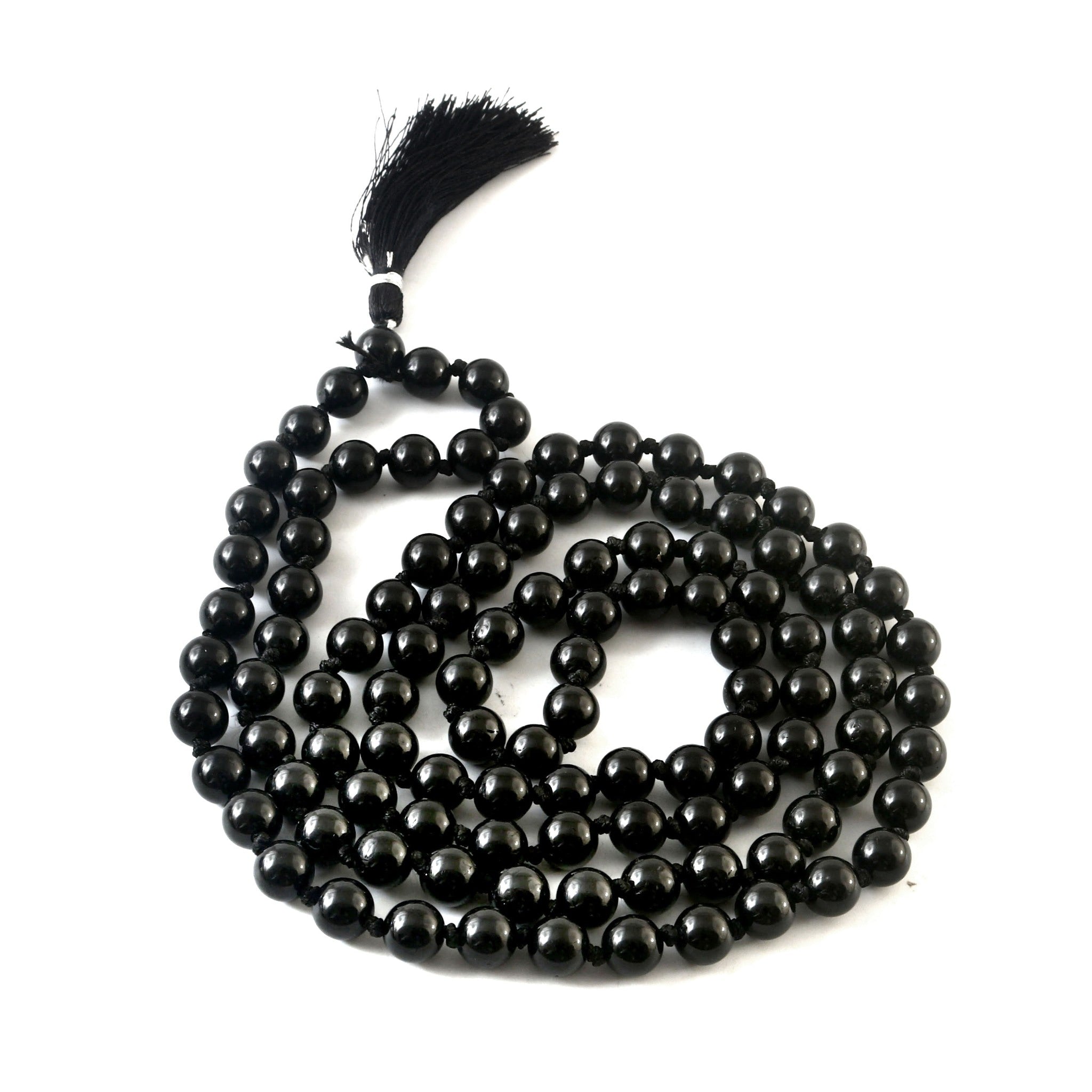 Natural Black Tourmaline 109 Beads Certified Maala Necklace