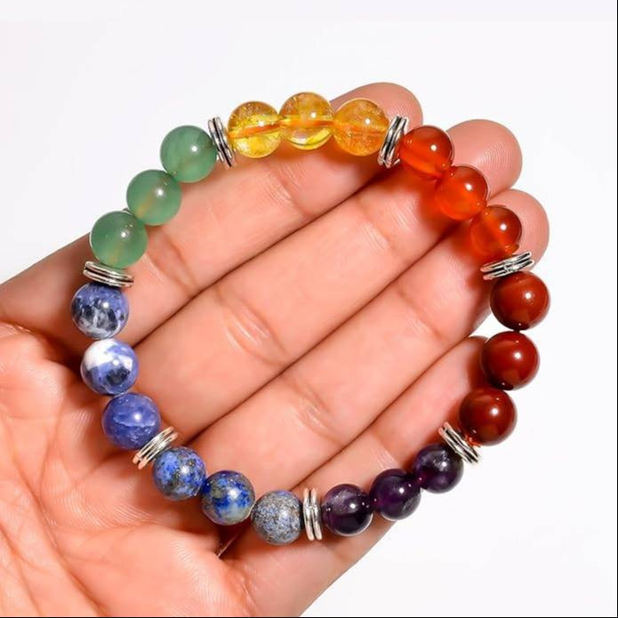 Natural 7 Chakra Adjustable Healing Crystal Energy Stone Bracelet