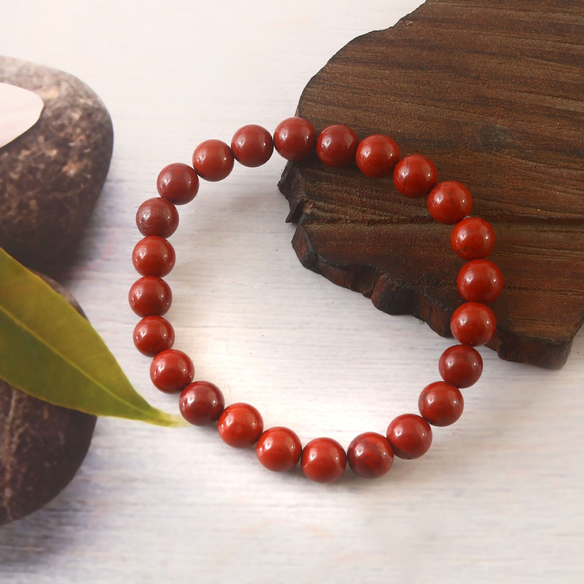 Natural Red Jasper 8mm Adjustable Healing Crystal Energy Bracelet