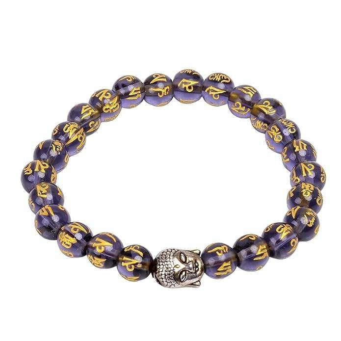 Om Mani Padme Hum 8mm Adjustable Healing Crystal Bracelet