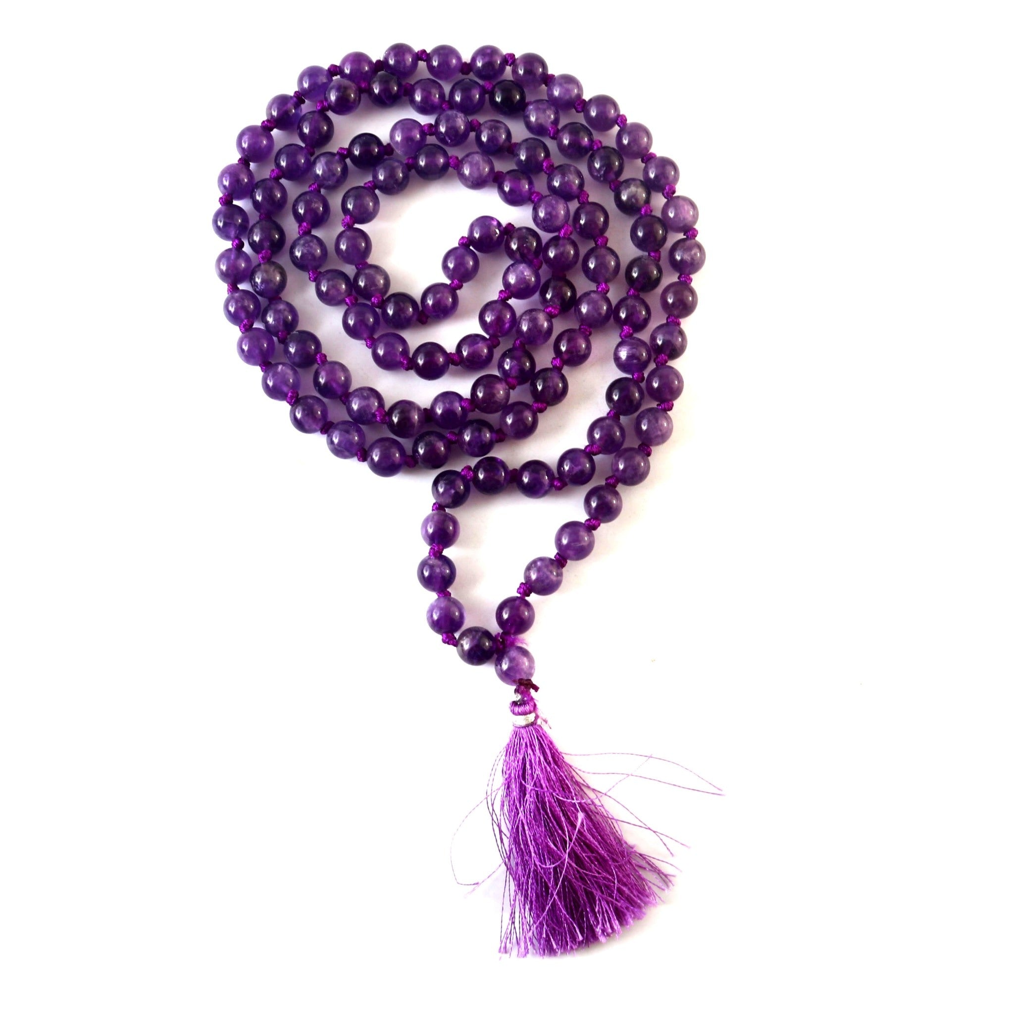 Natural Amethyst 109 Beads Certified Maala Necklace
