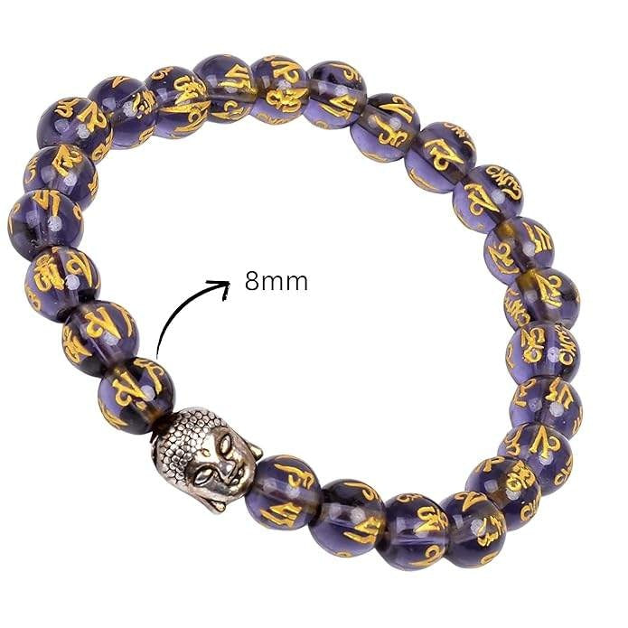 Om Mani Padme Hum 8mm Adjustable Healing Crystal Bracelet