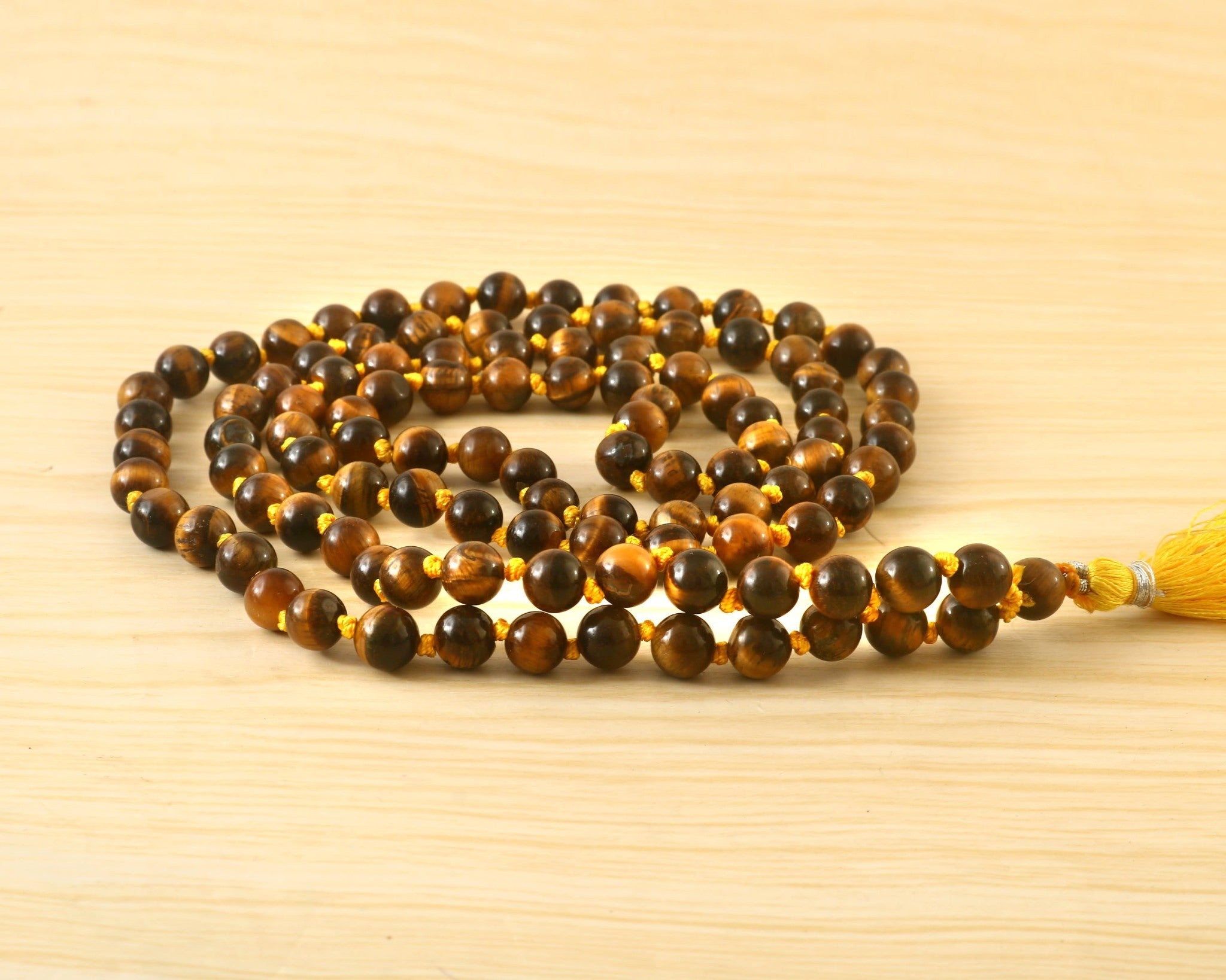 Natural Tiger's Eye 109 Beads Certified Maala Necklace