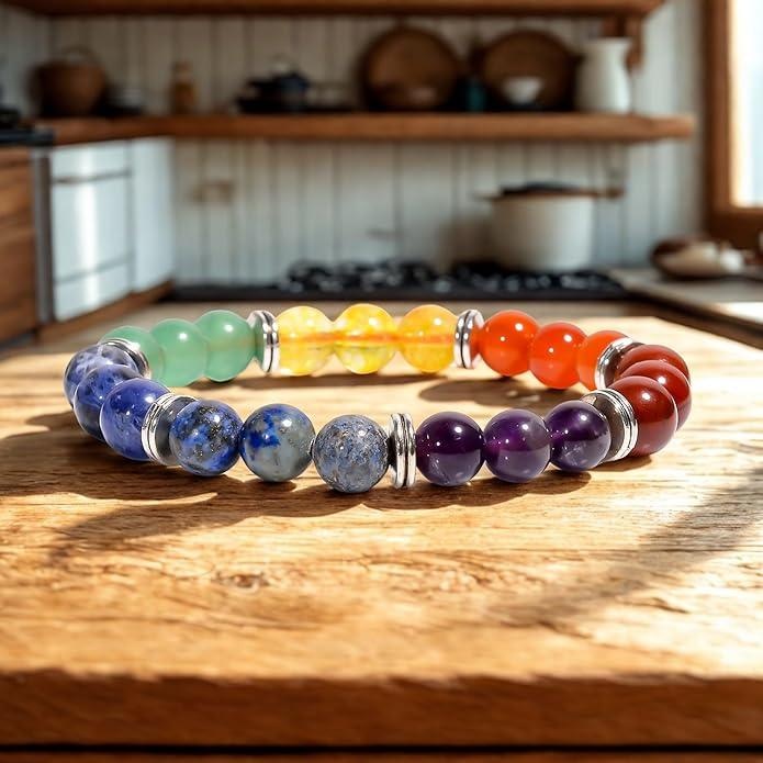 Natural 7 Chakra Adjustable Healing Crystal Energy Stone Bracelet