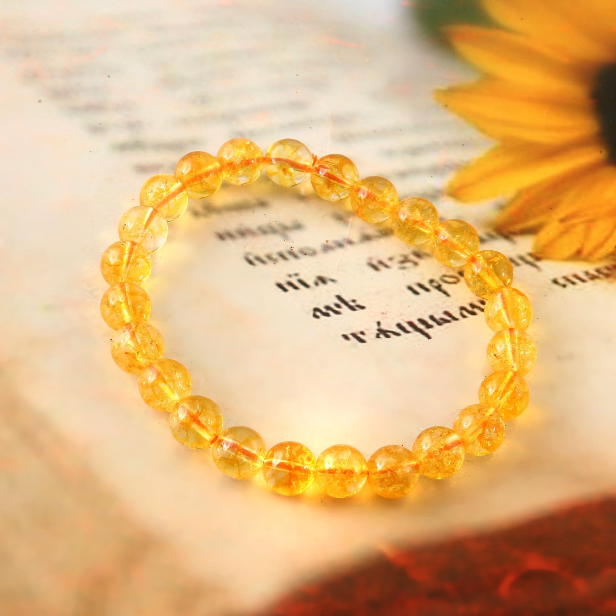 Natural Citrine 8mm Adjustable Healing Crystal Energy Bracelet