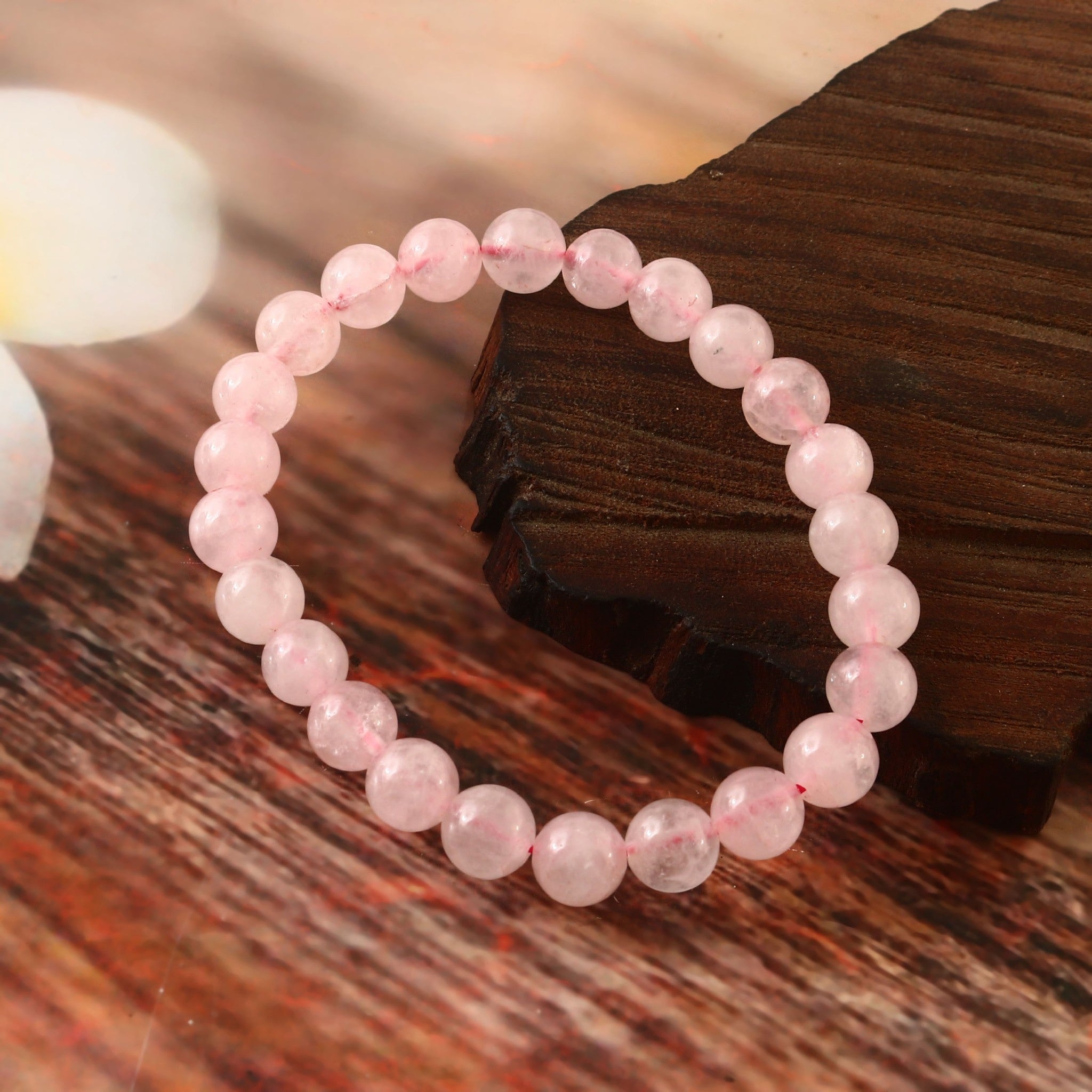Natural Rose Quartz 8mm Adjustable Healing Crystal Energy Bracelet