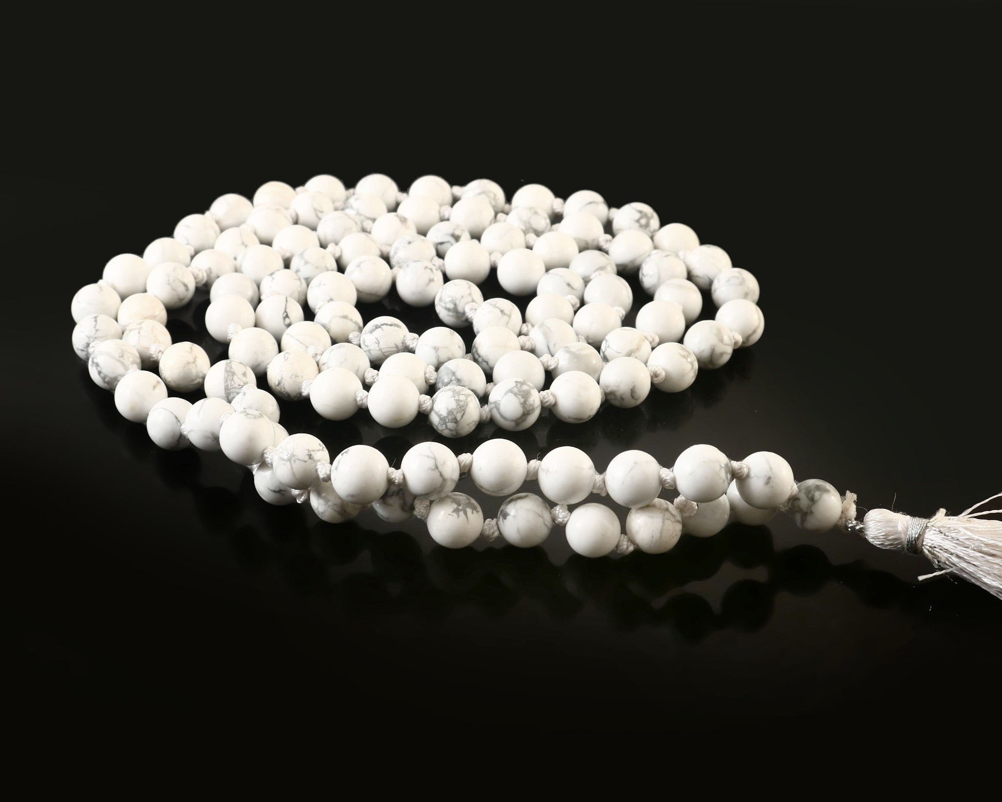 Natural Howlite 109 Beads Certified Maala Necklace