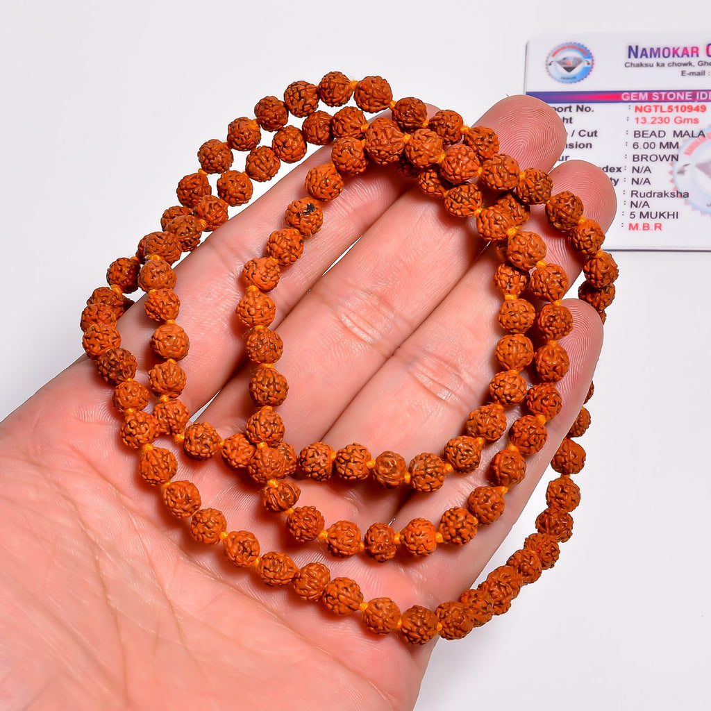 Natural Rudraksha 109 Beads Certified Maala Necklace