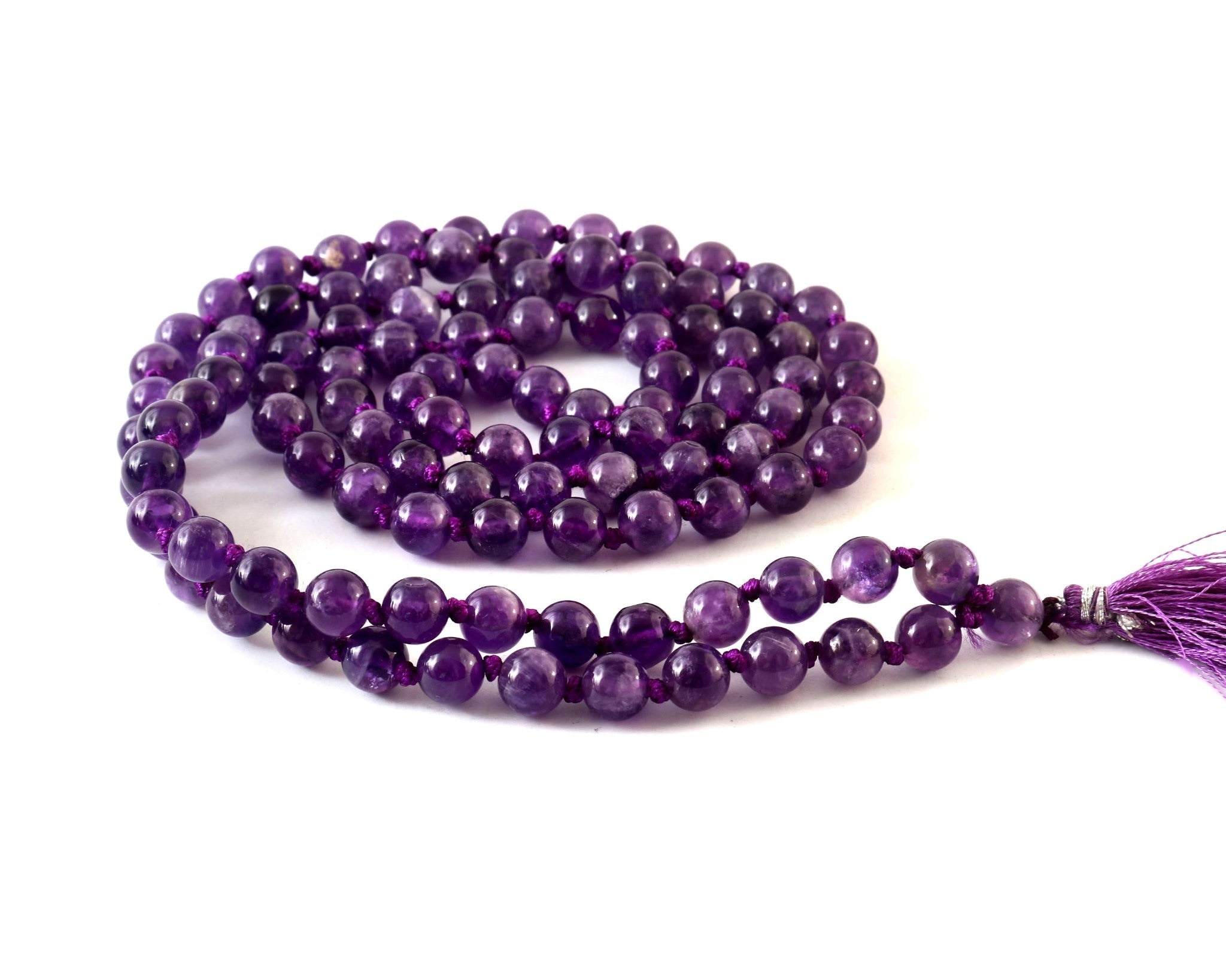 Natural Amethyst 109 Beads Certified Maala Necklace