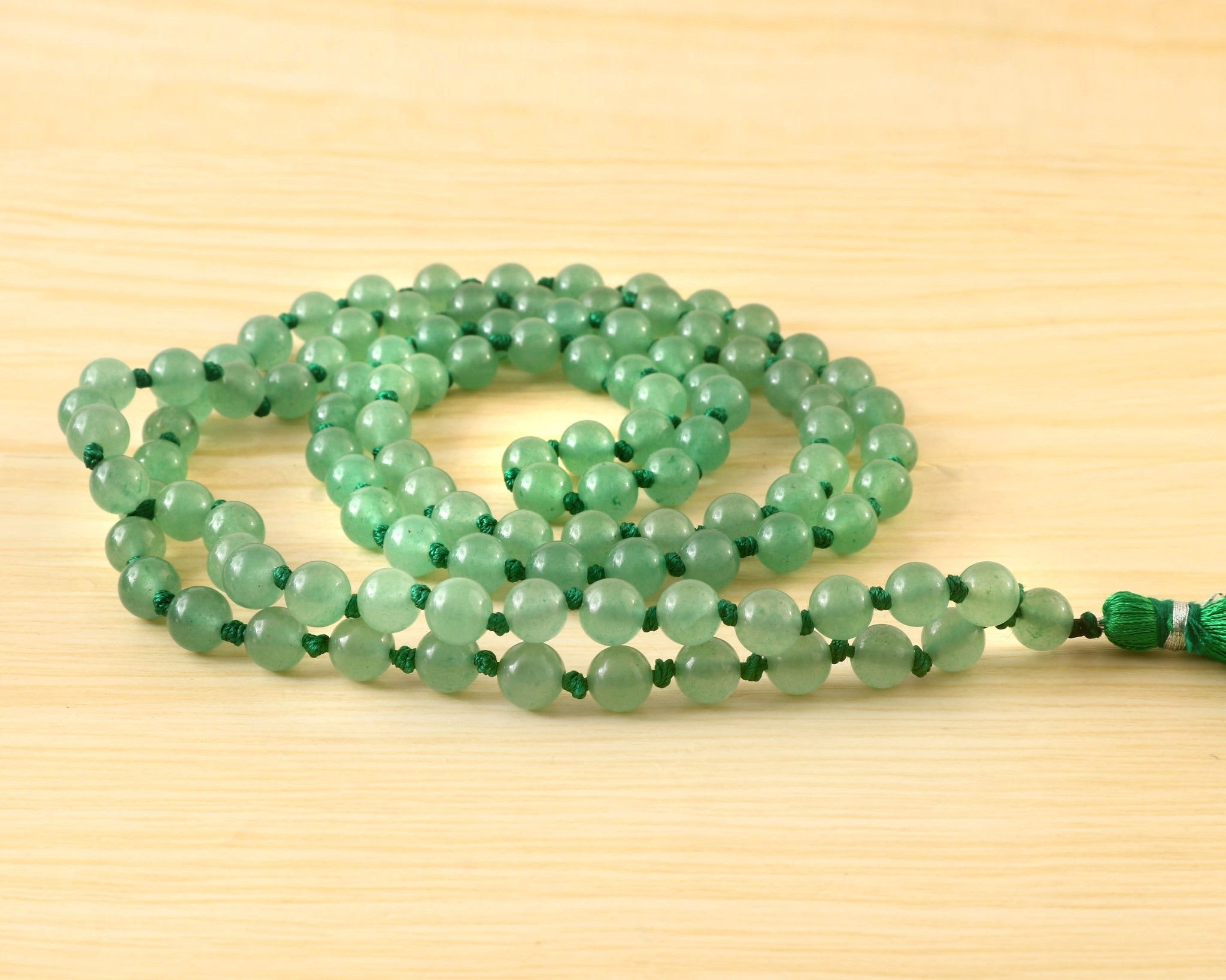 Natural Green Aventurine 109 Beads Certified Maala Necklace