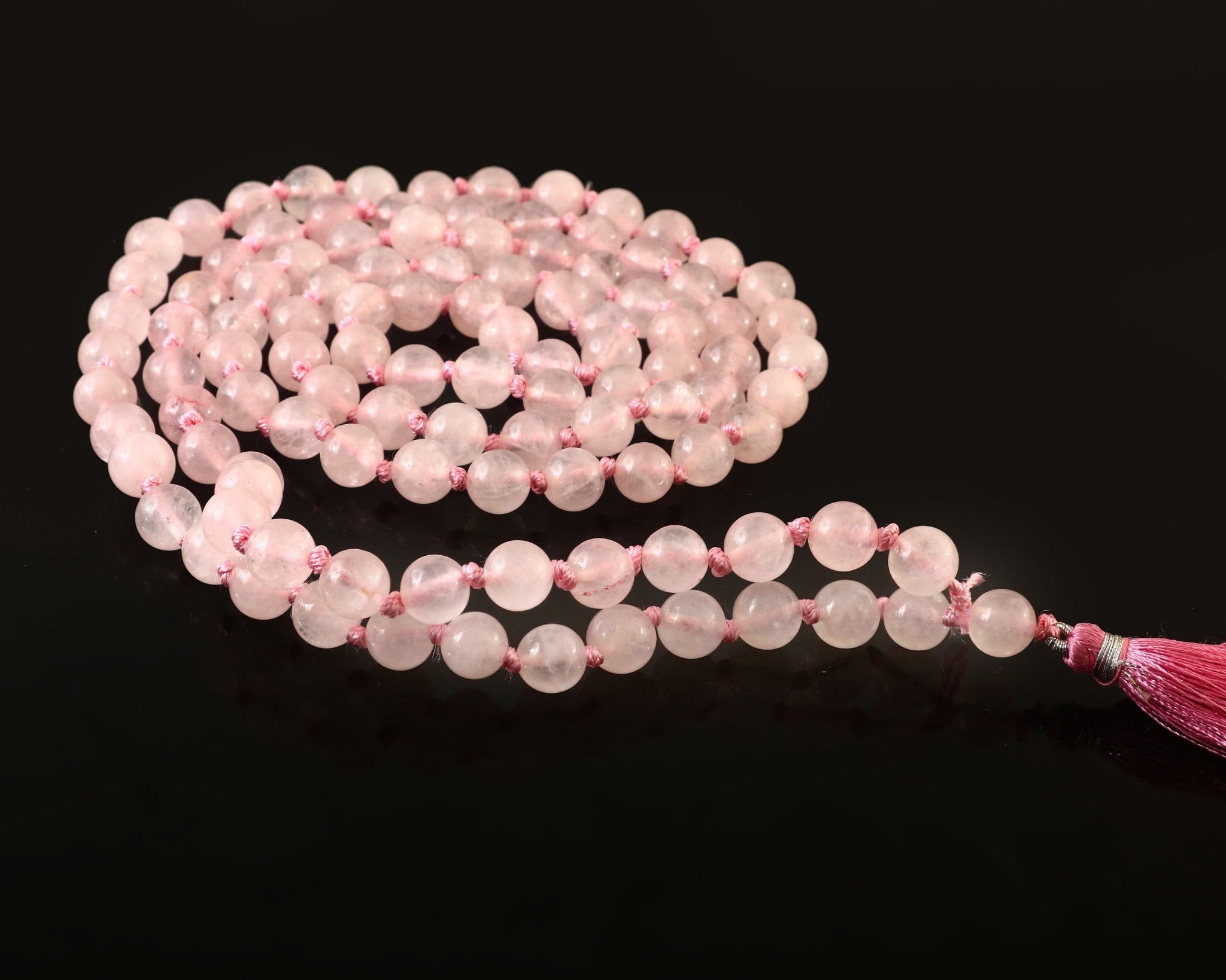 Natural Rose Quartz 109 Beads Certified Maala Necklace