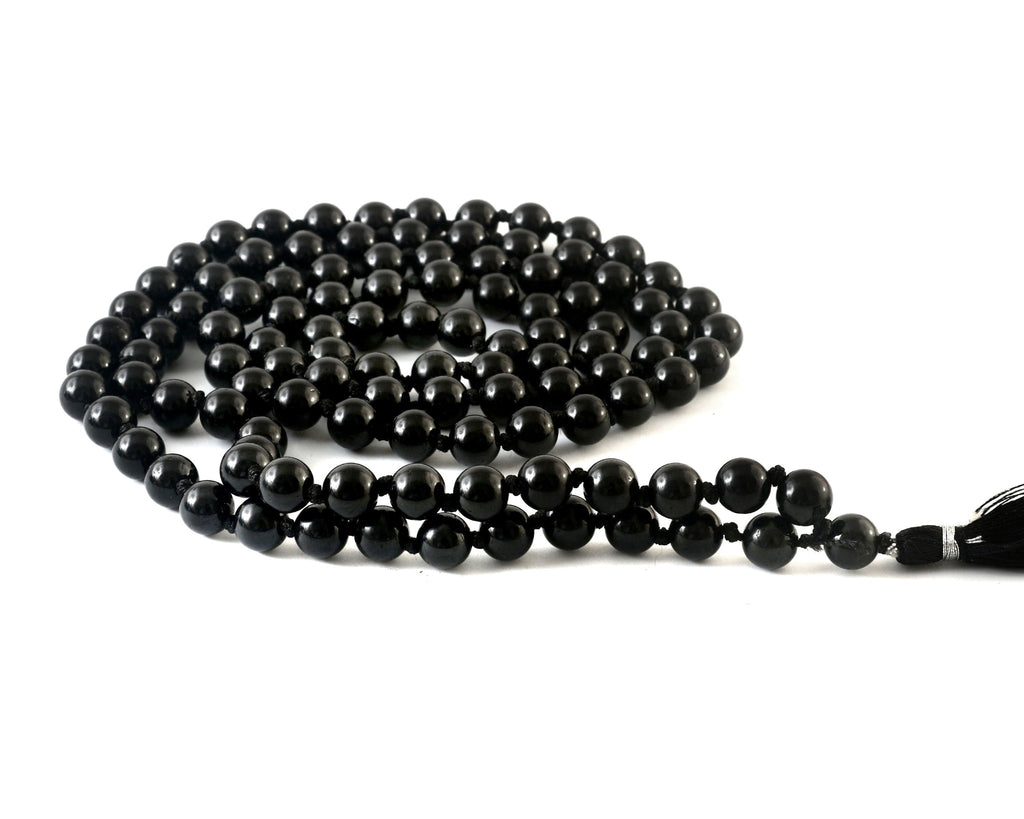 Natural Black Tourmaline 109 Beads Certified Maala Necklace