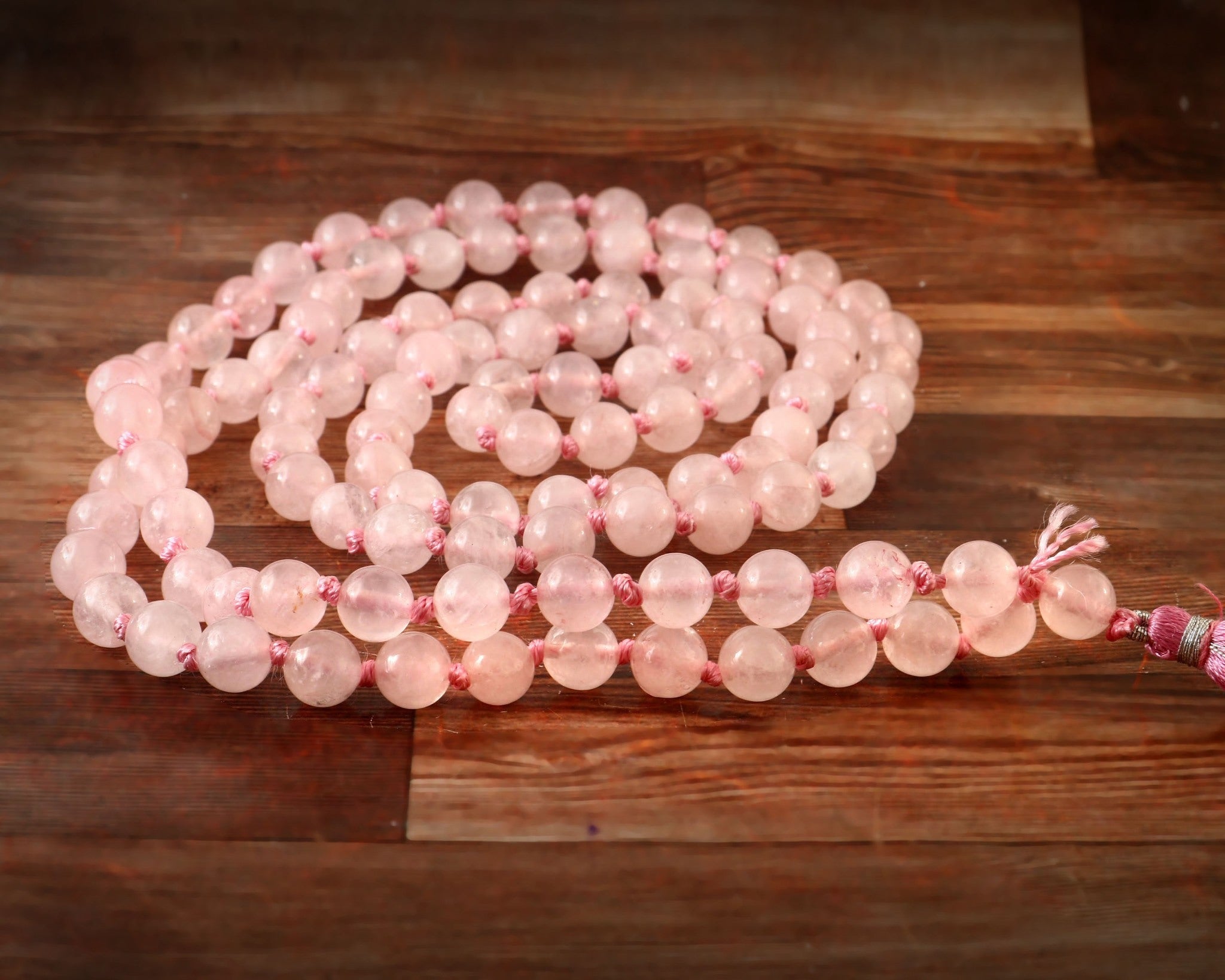 Natural Rose Quartz 109 Beads Certified Maala Necklace