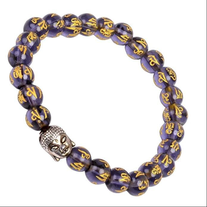 Om Mani Padme Hum 8mm Adjustable Healing Crystal Bracelet