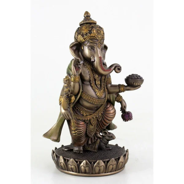 Rare Ganpati Standing Idol Sculpture Bronze Worship Statue K166 - Image 3