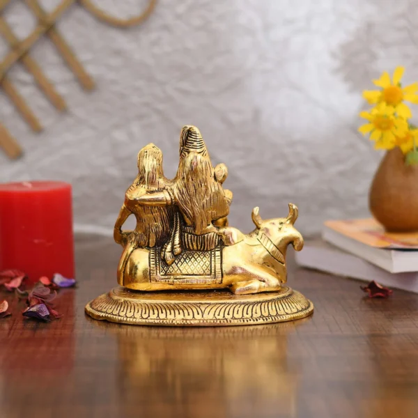 Shiv Parvati Ganesh Metal Idol Sitting On Nandi Statue Shbs148 - Image 4
