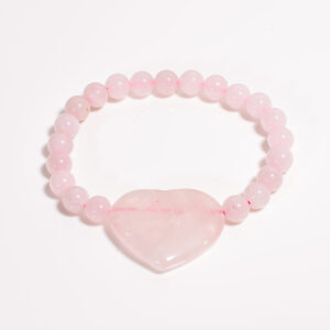 Natural Heart Shape Rose Quartz Adjustable Certified Bracelet