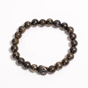 Natural Pyrite With Budha Charm Adjustable Certified Bracelet