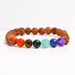 Natural 7 Chakra With Rudraksha Adjustable Certified Bracelet