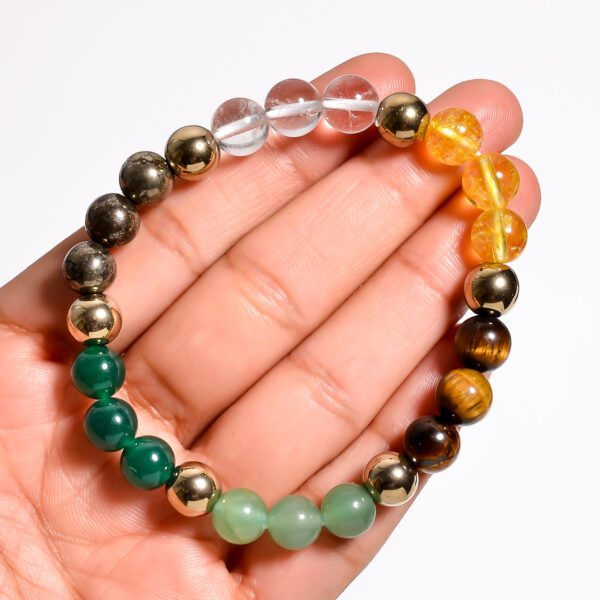Money Magnet Bracelet Pyrite, Green Aventurine, Citrine, Hematite, Clear Quartz, Green Jade,Tiger Eye Crystal Healing Natural Certified Adjustable Bracelet - Image 2