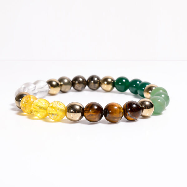 Money Magnet Bracelet Pyrite, Green Aventurine, Citrine, Hematite, Clear Quartz, Green Jade,Tiger Eye Crystal Healing Natural Certified Adjustable Bracelet