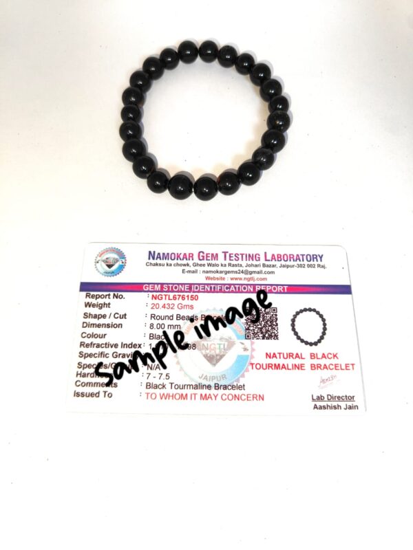 Natural Black Tourmaline Adjustable Certified Bracelet - Image 2