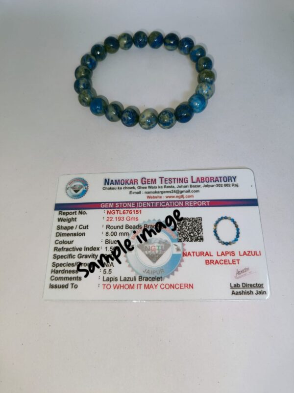 Natural Lapis Lazuli Adjustable Certified Bracelet - Image 2