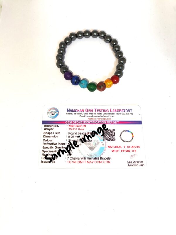 Natural 7 Chakra With Hematite Adjustable Certified Bracelet - Image 2