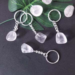 Clear Quartz Tumble Keychain