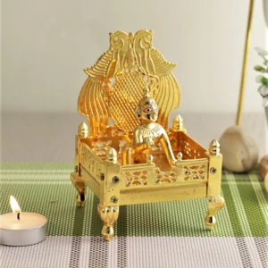 Metal Laddu Gopal With Singhasan Showpiece Dfms211