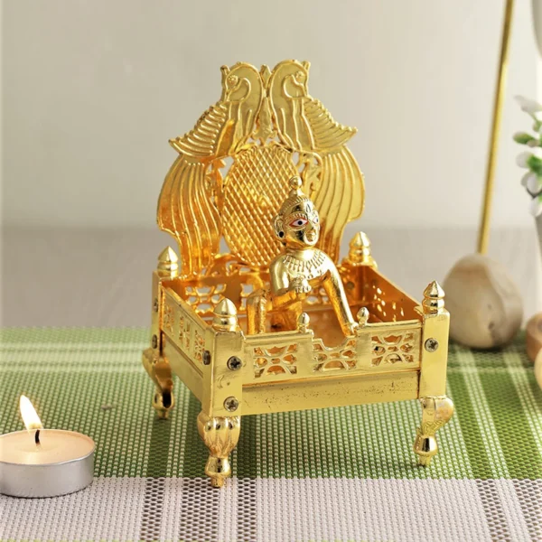 Metal Laddu Gopal With Singhasan Showpiece Dfms211